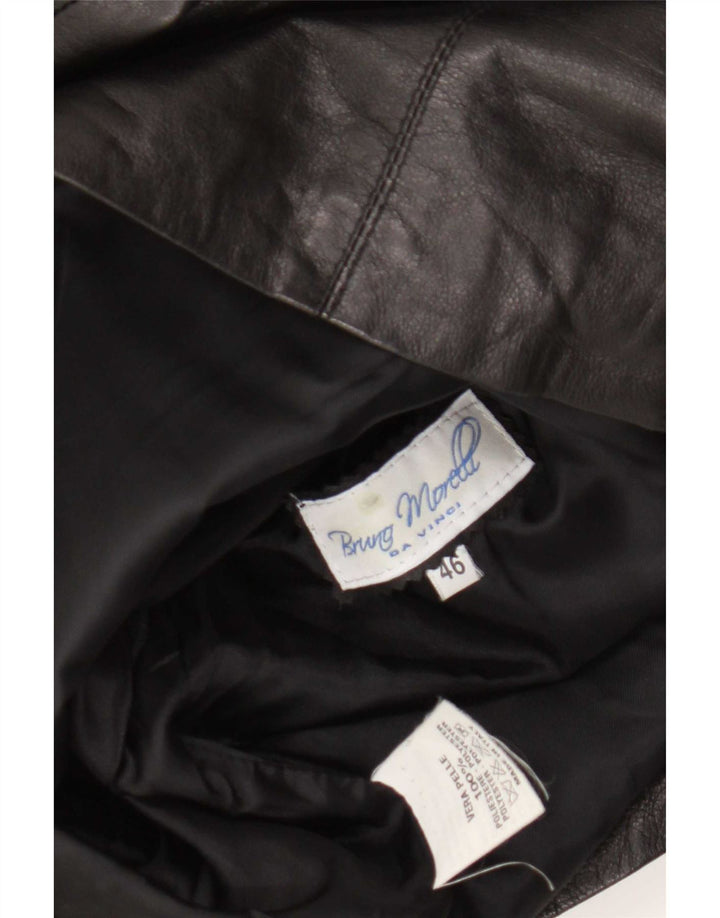 Jaqueta de couro feminina vintage IT 46 grande couro preto