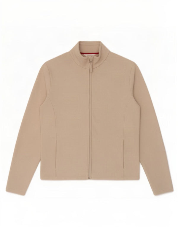 Marks & Spencer Womens Fleece Jacket UK 12 Medium Beige Polyester