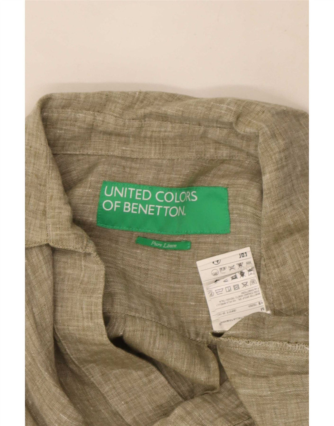 Vestido feminino Benetton A-Line UK 14 linho cáqui médio