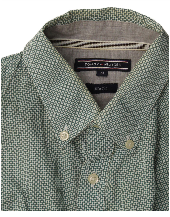 Tommy Hilfiger Mens Slim Fit Camisa Médio Verde Manchado