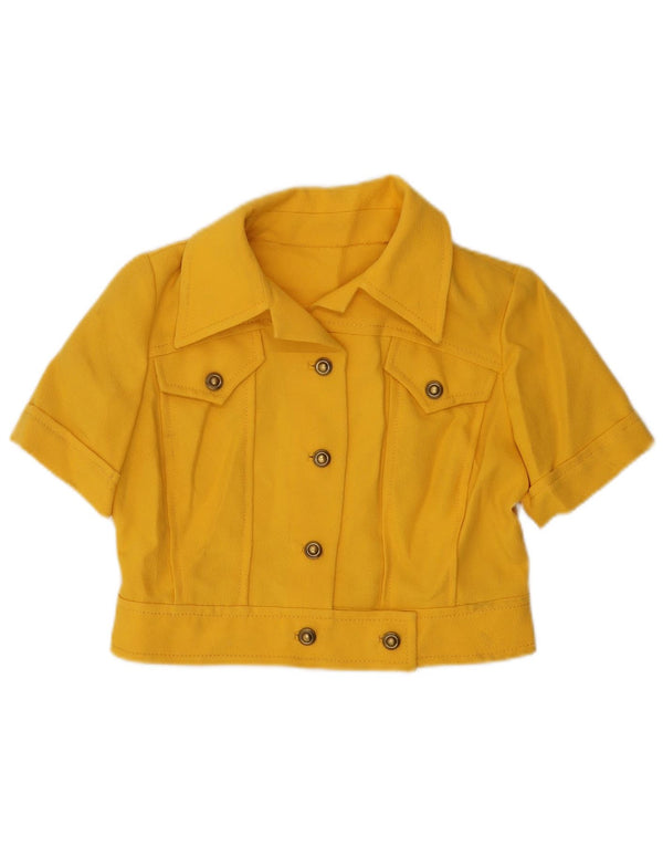 Jaqueta blazer feminina vintage de manga curta com 4 botões Reino Unido 14 amarelo médio