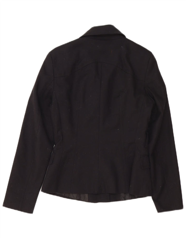 Jaqueta blazer feminina Zara com zíper completo Reino Unido 10 pequeno algodão preto