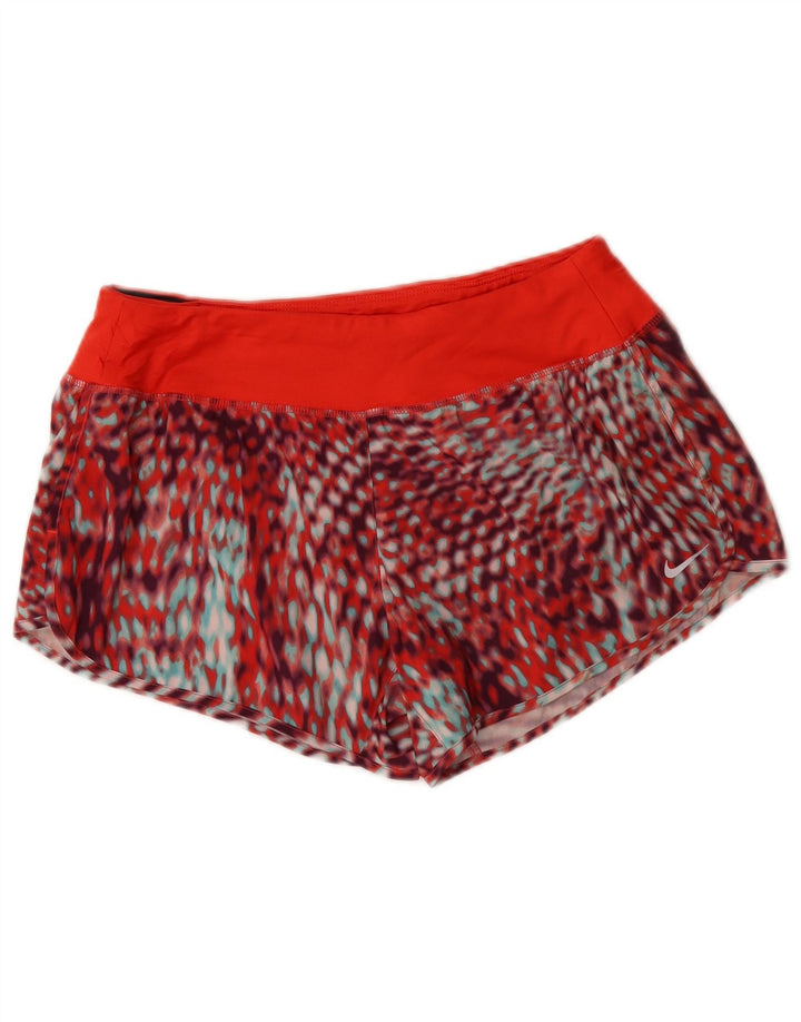 Shorts esportivos femininos Nike Dri Fit UK 14 poliéster camuflado vermelho médio