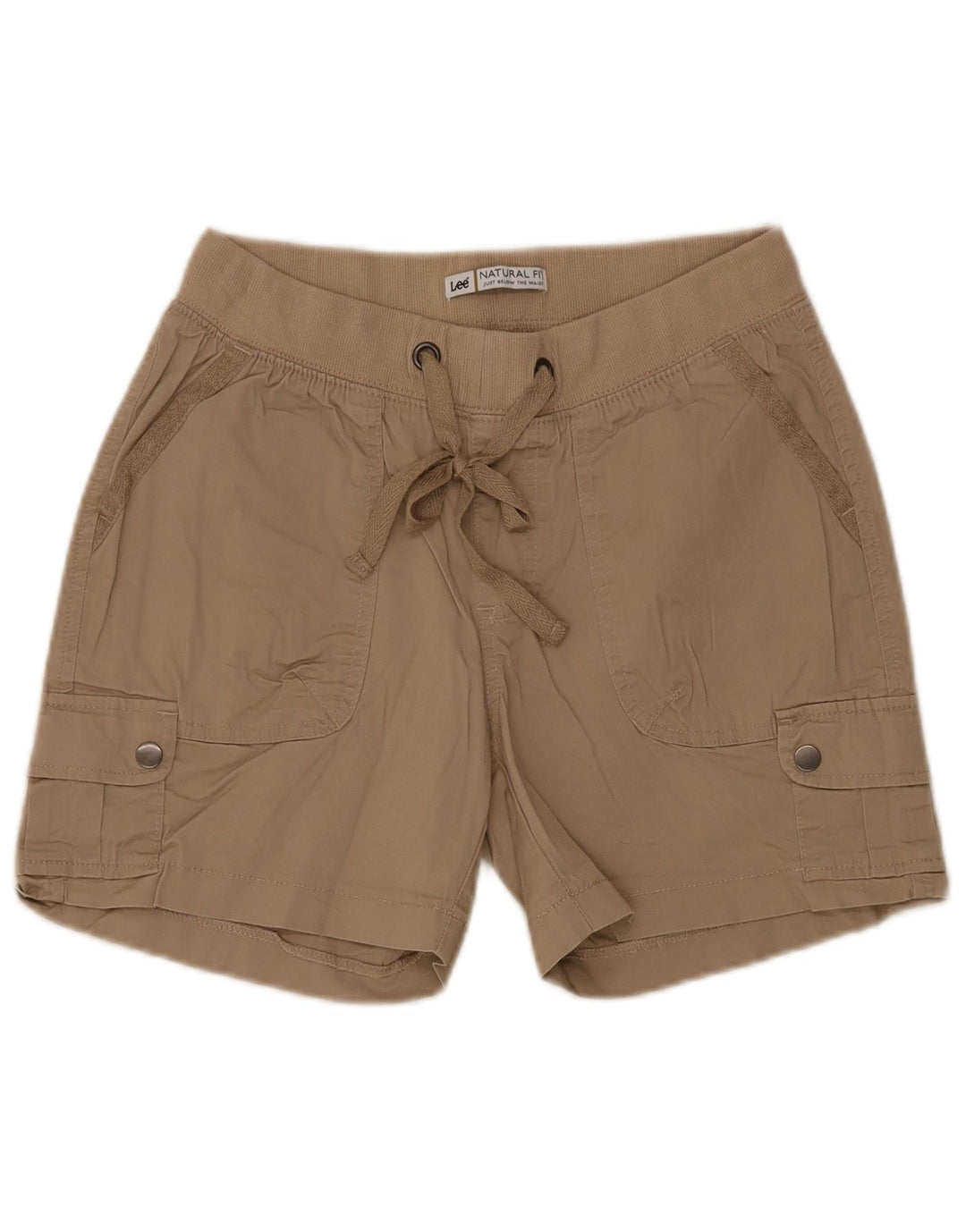 Shorts cargo feminino LEE Natural Fit US 6 médio W28 algodão bege
