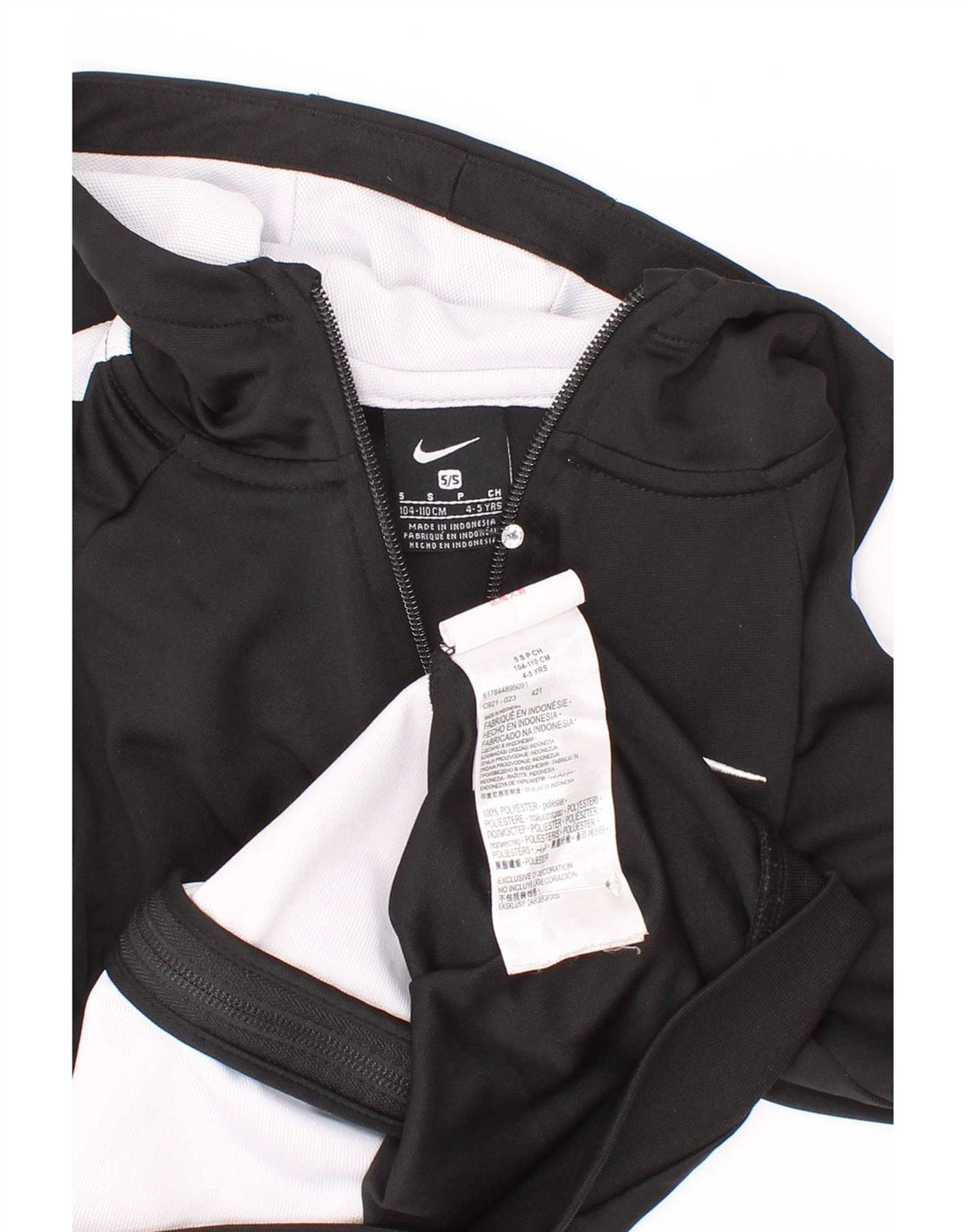 Suéter Nike Boys Zip com capuz 4-5 anos pequeno preto colorblock poliéster