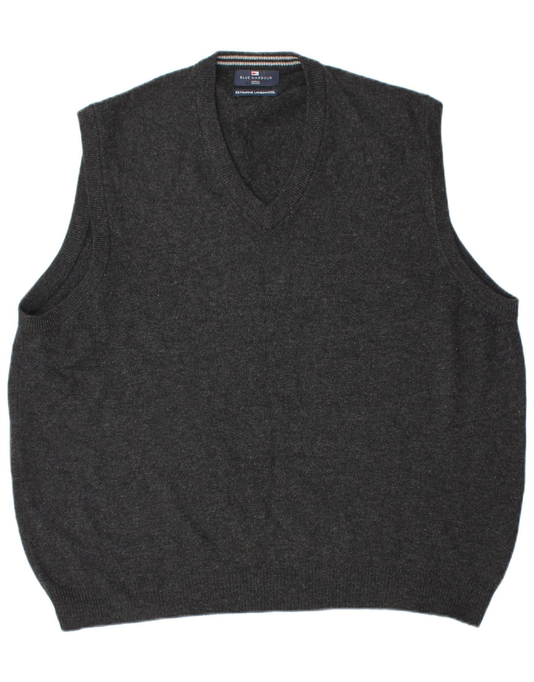 MARKS & SPENCER Regata masculina azul Harbour Vest grande lã de cordeiro preta