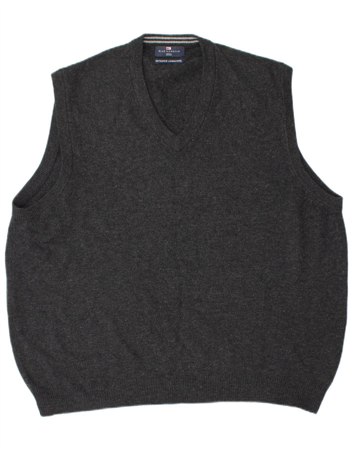 MARKS & SPENCER Regata masculina azul Harbour Vest grande lã de cordeiro preta