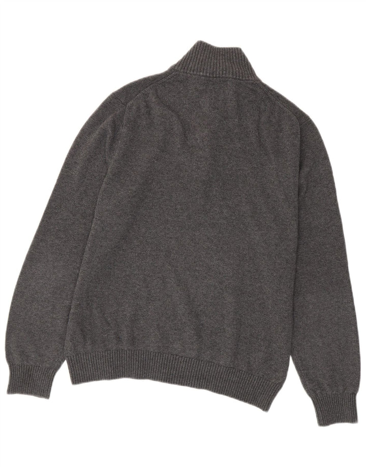 Suéter masculino NAUTICA com zíper e gola em algodão cinza médio