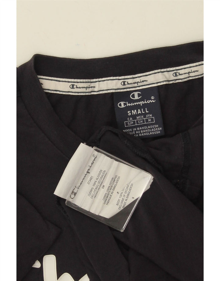 CHAMPION Camiseta masculina gráfica top pequeno algodão azul marinho