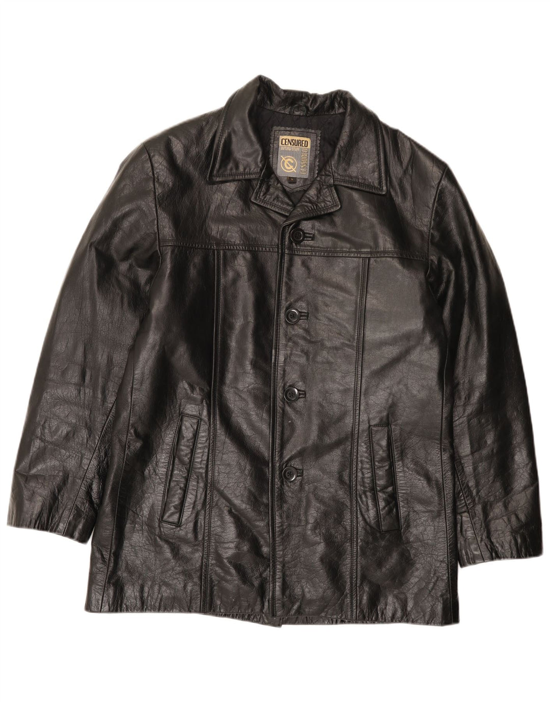 Jaqueta de couro masculina censurada Reino Unido 40 couro preto grande