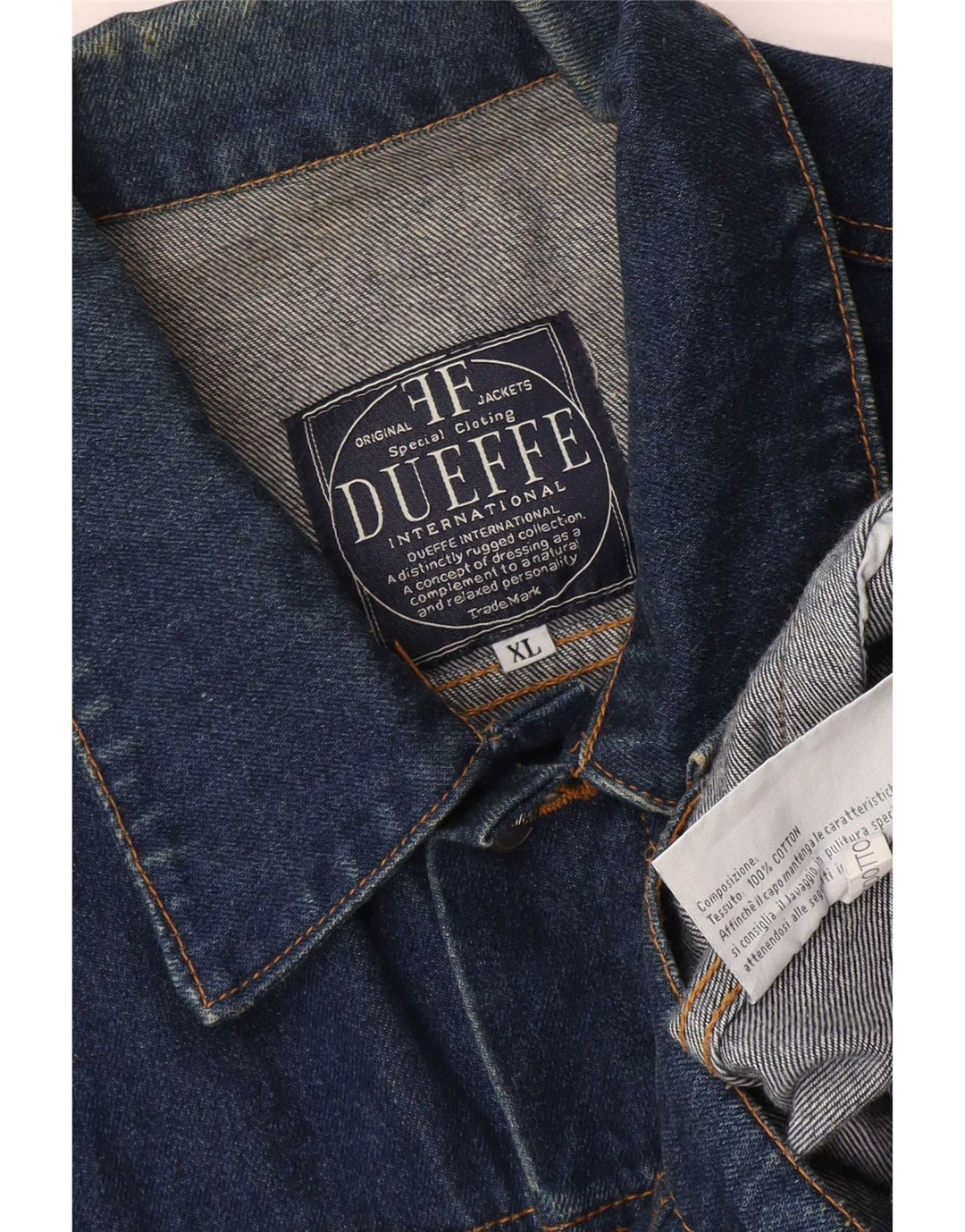 Jaqueta jeans masculina Dueffe UK 42 XL algodão azul marinho