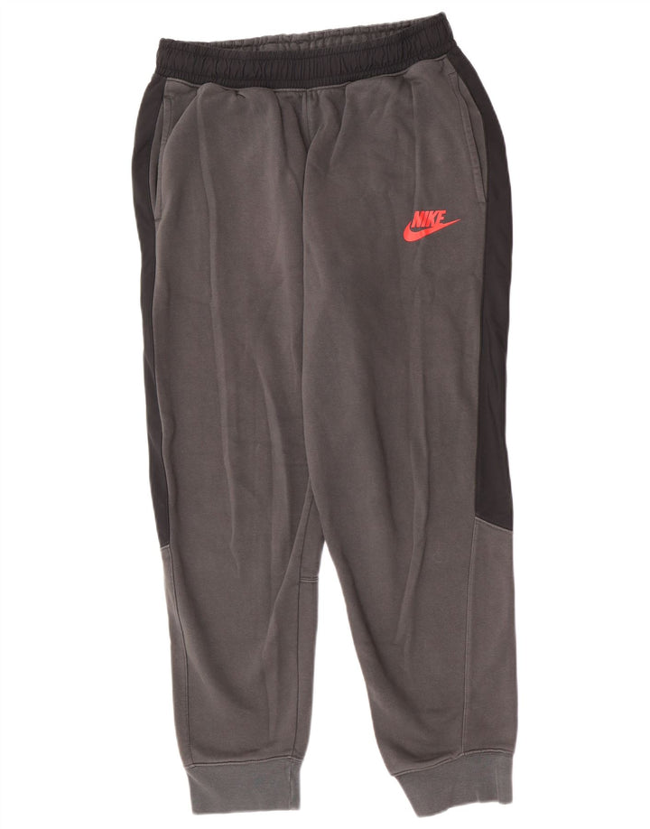 Calça de treino masculina Nike Joggers cinza médio algodão colorblock