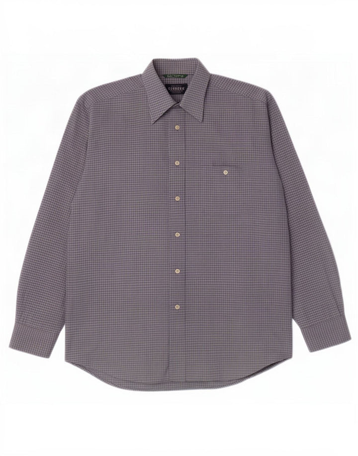 Camisa masculina Carrera tamanho 41/42 grande algodão xadrez azul