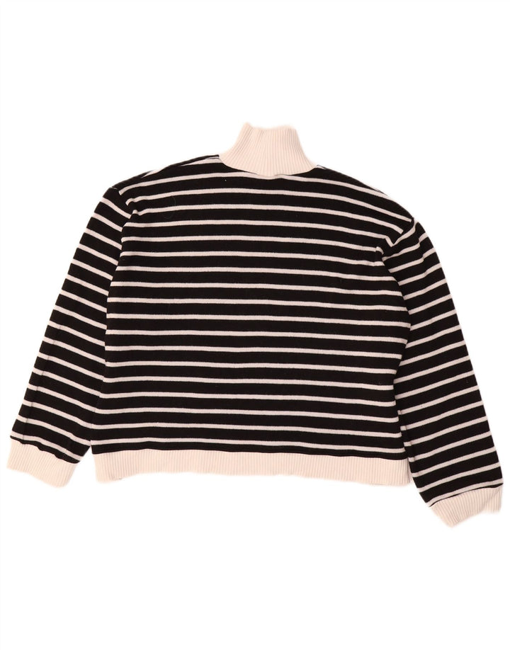 Suéter feminino Zara com gola tartaruga UK 14 listrado preto médio