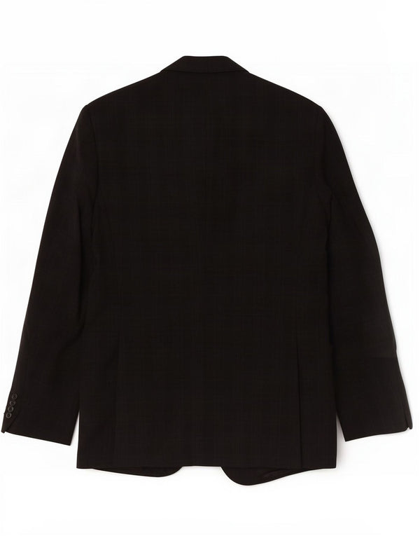 Jaqueta blazer masculina Pal Zileri com 2 botões IT 50 lã virgem xadrez preta grande