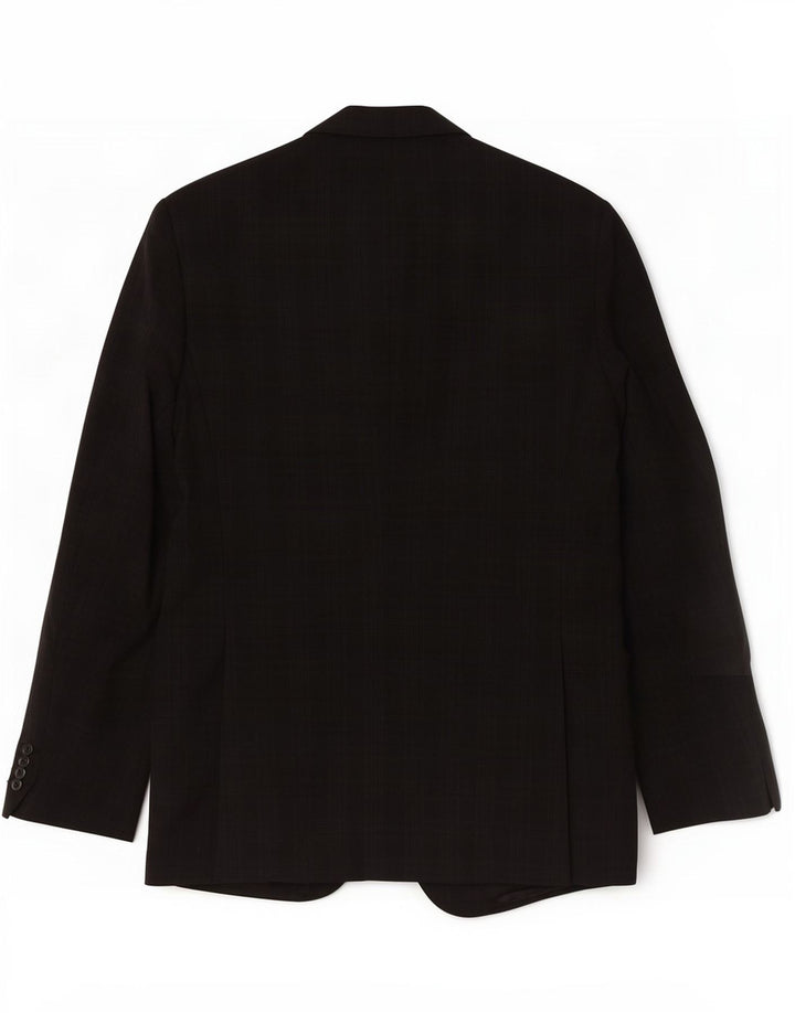 Jaqueta blazer masculina Pal Zileri com 2 botões IT 50 lã virgem xadrez preta grande