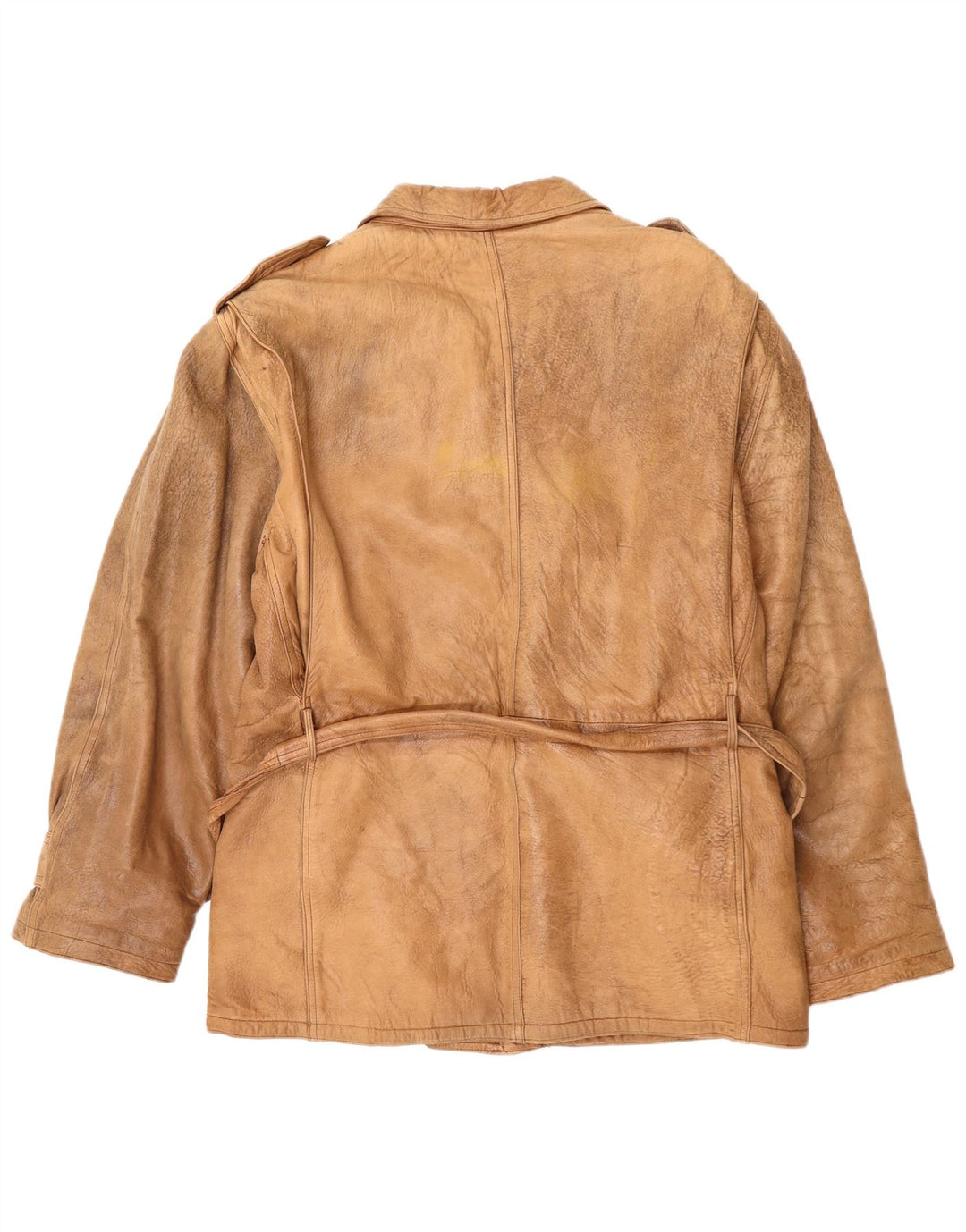 Jaqueta de couro militar masculina VINTAGE UK 42 XL bege