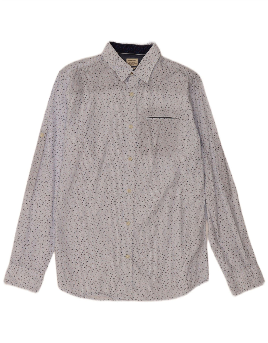 Camisa masculina Jack & Jones com estampa abstrata pequena de algodão azul