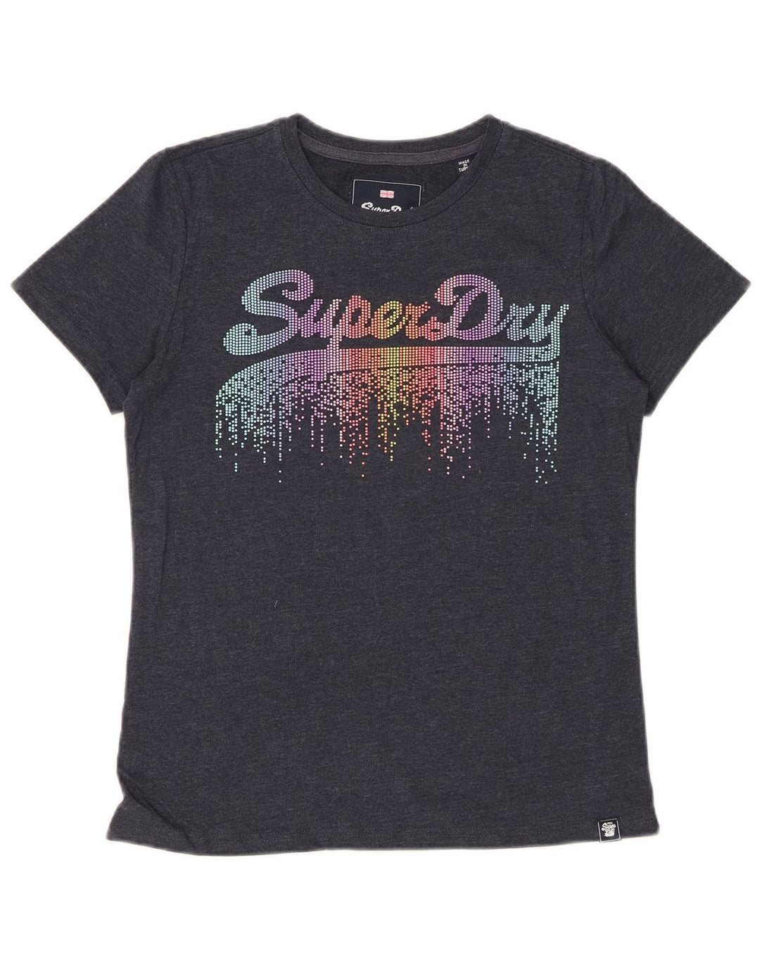 Camiseta feminina SUPERDRY com estampa gráfica UK 10 pequena cinza