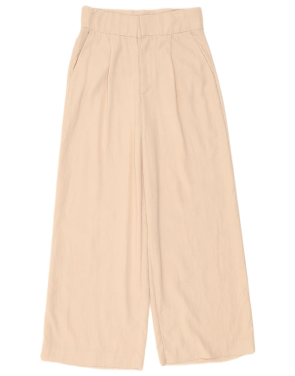 Zara Calça Chino Feminina Cintura Alta Pegged XS W24 L26 Bege Lyocell