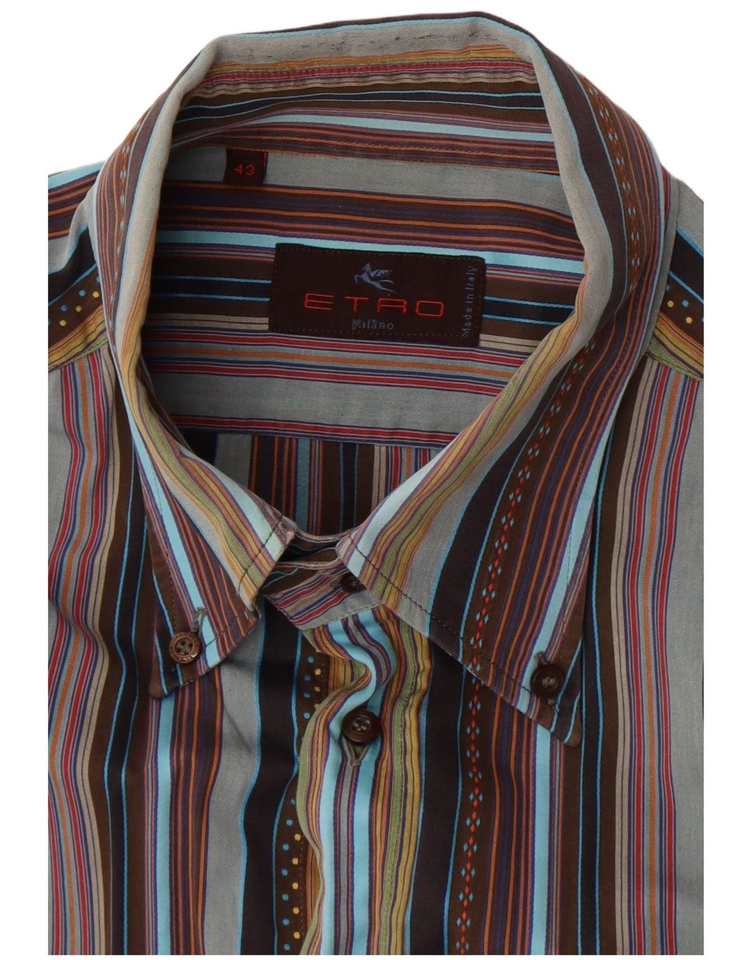 Camisa masculina Etro tamanho 43 grande listrada multicolorida