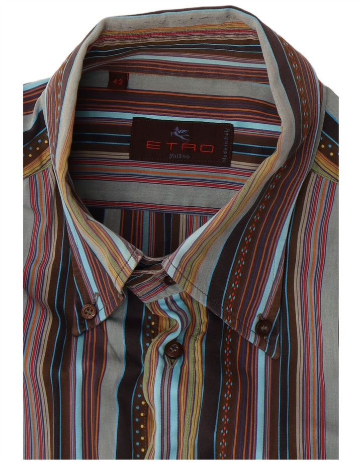 Camisa masculina Etro tamanho 43 grande listrada multicolorida