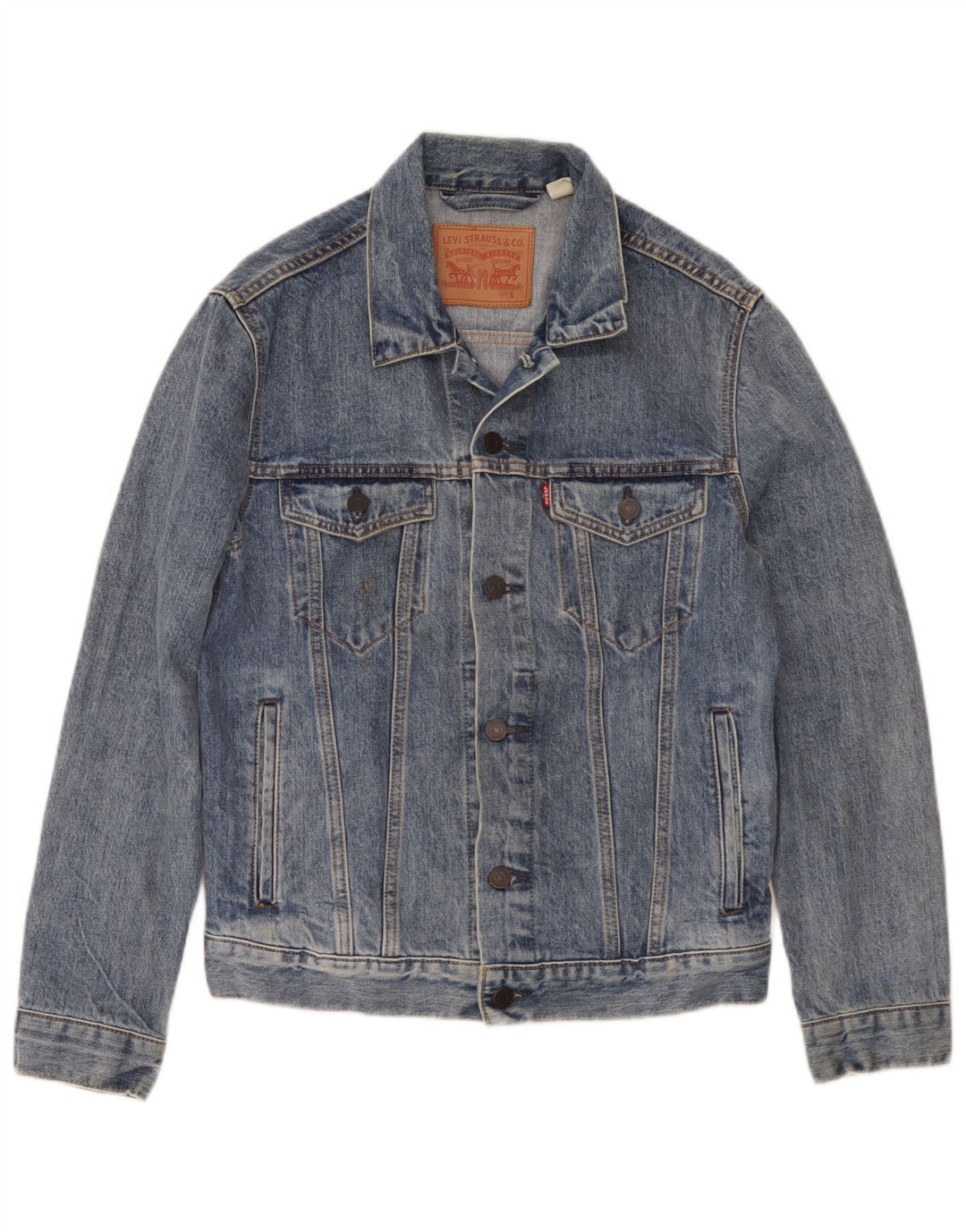 Jaqueta jeans feminina Levi's UK 10 pequeno algodão azul
