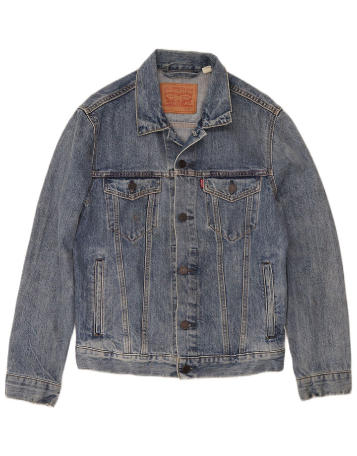 Jaqueta jeans feminina Levi's UK 10 pequeno algodão azul