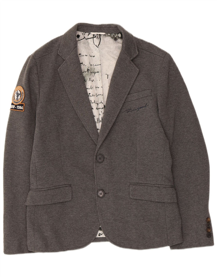 Jaqueta Blazer Masculina Desigual Graphic 2 Botões IT 48 Poliéster Cinza Médio
