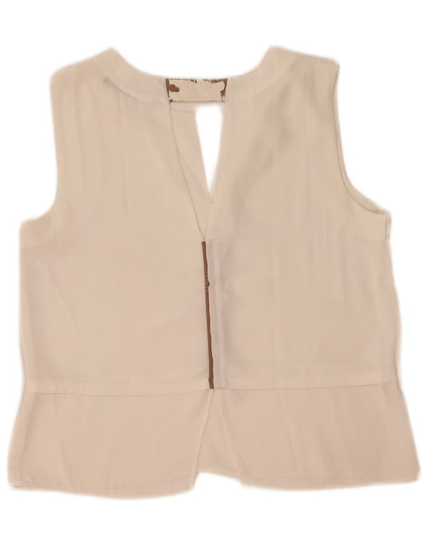 Blusa feminina sem mangas Zara Top UK 18 XL Branco