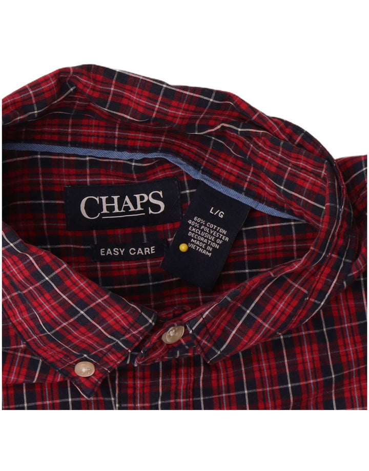 Camisa masculina Chaps Easy Care grande algodão xadrez vermelho