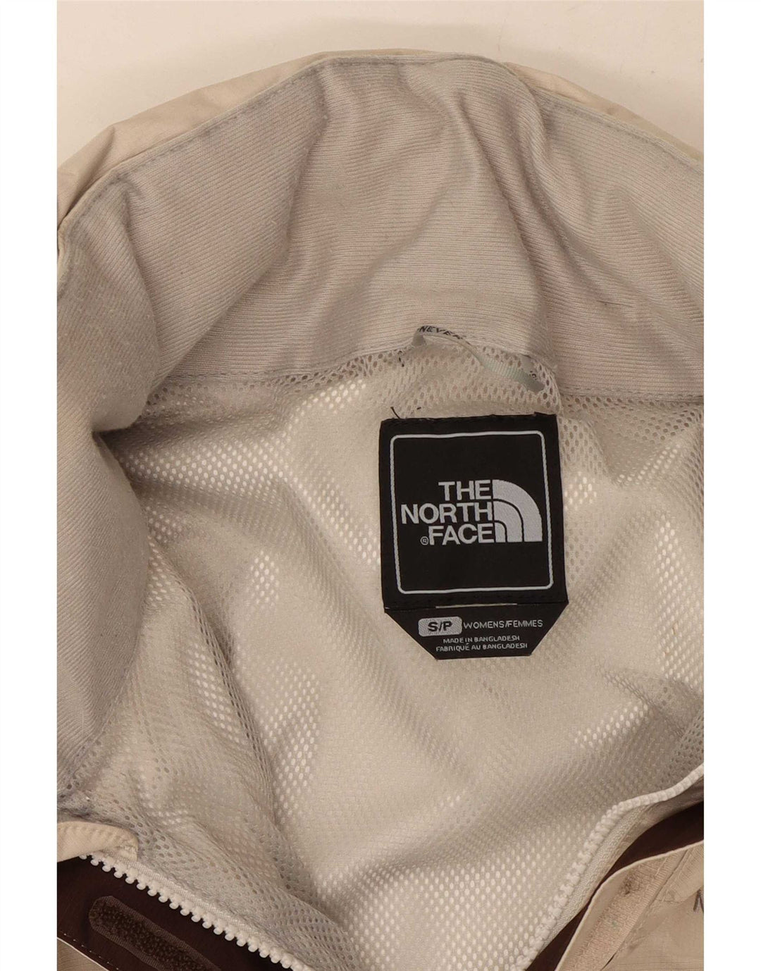 Jaqueta de chuva feminina com capuz grande The North Face Reino Unido 10 pequena bege nylon