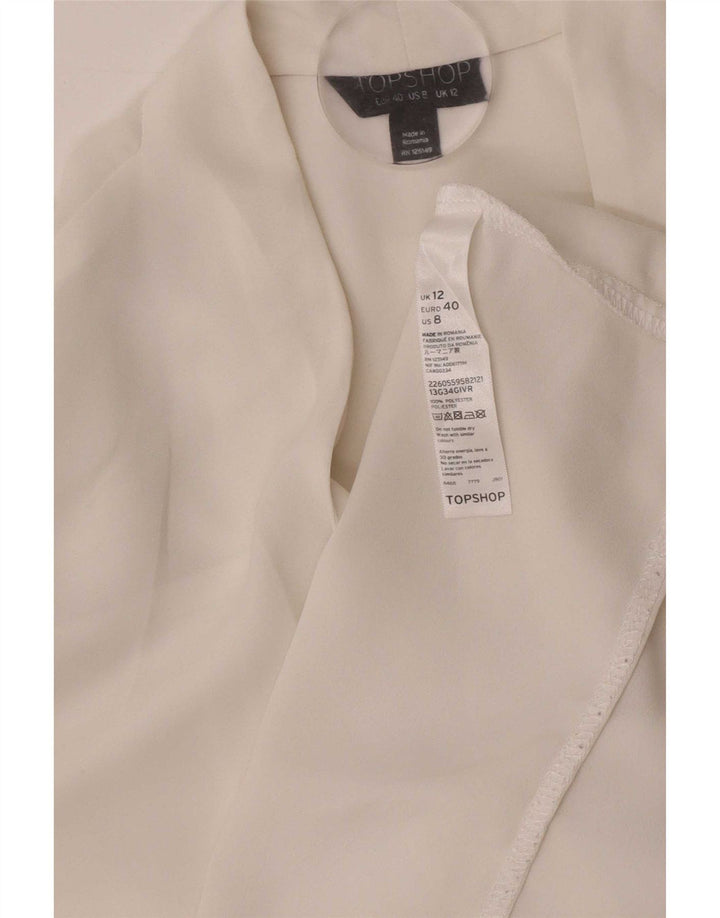Blusa feminina de manga comprida Topshop UK 12 poliéster branco médio