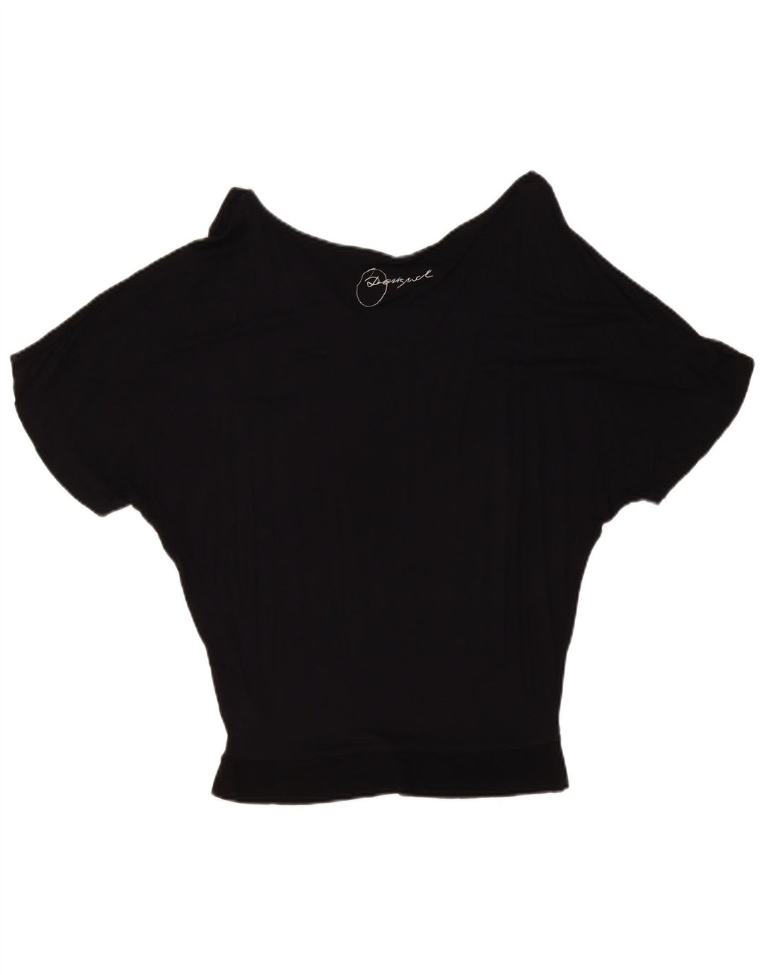 Blusa feminina Desigual com estampa batwing top Reino Unido 10 pequeno preto geométrico