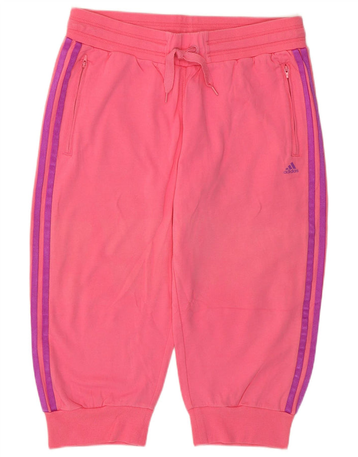 Adidas Womens Bermuda Sport Shorts UK 12/14 Médio Rosa Algodão