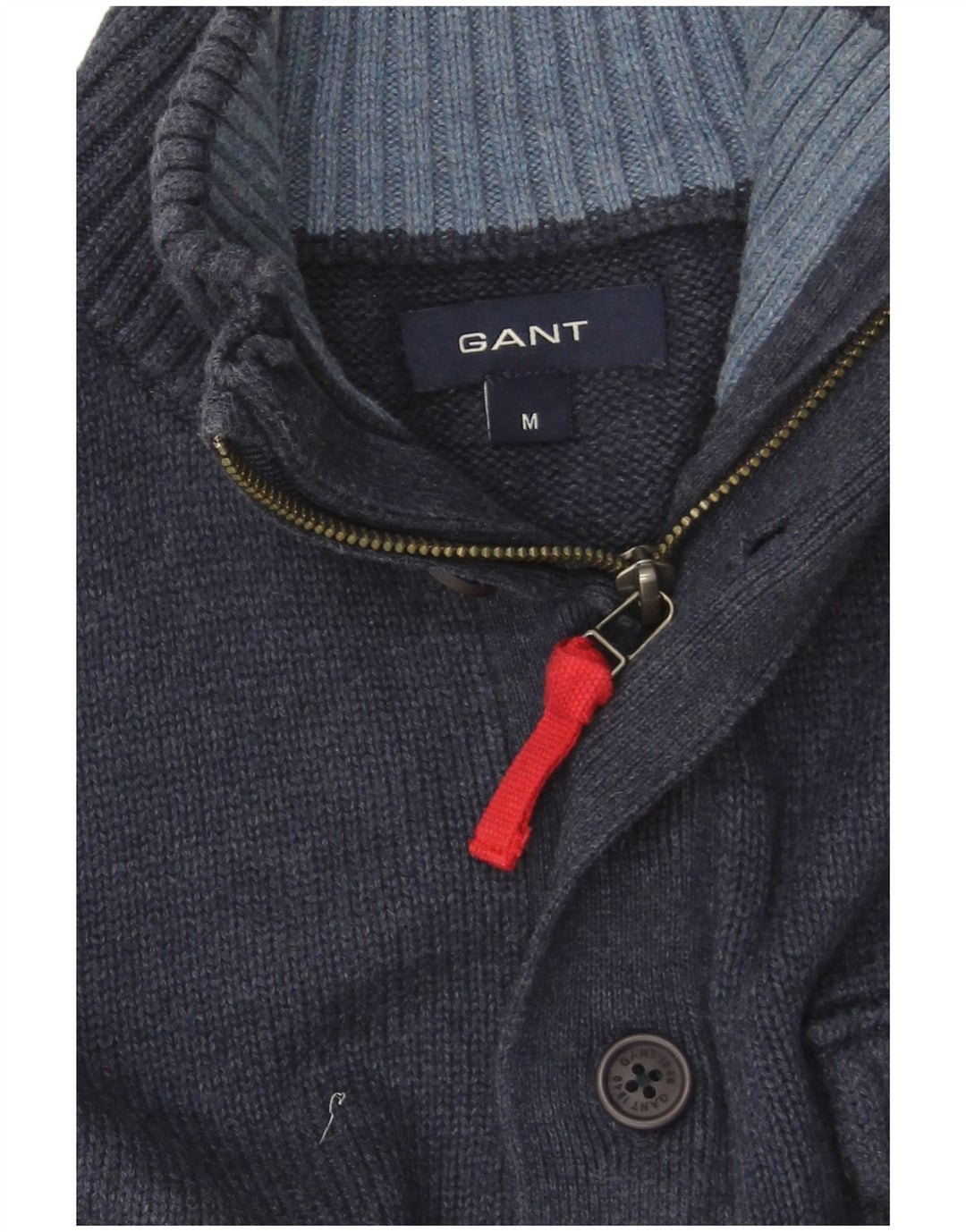 Suéter masculino Gant com gola e botão médio azul marinho