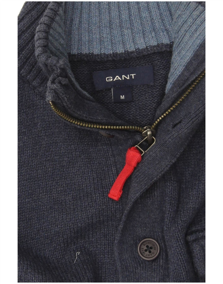 Suéter masculino Gant com gola e botão médio azul marinho