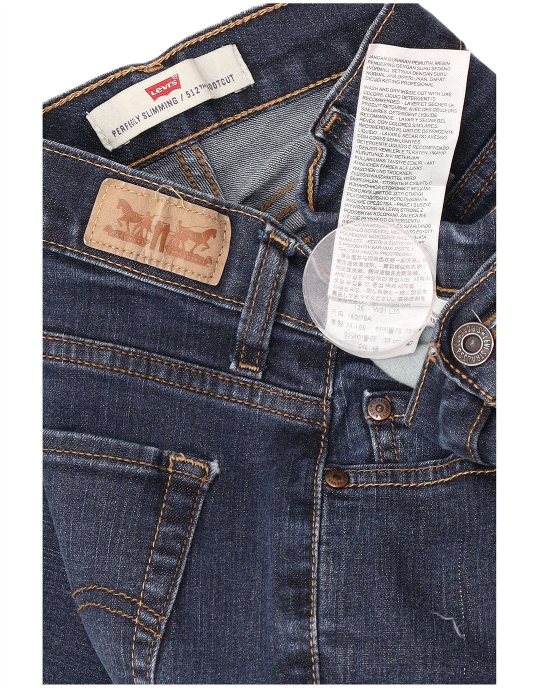 Calça jeans feminina Levi's 512 Perfectly Slimming Bootcut W31 L30 azul algodão