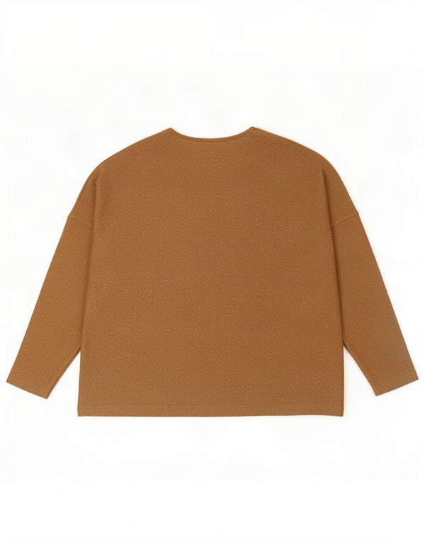 Zara Top feminino oversized manga 3/4 Reino Unido 14 marrom médio salpicado metálico