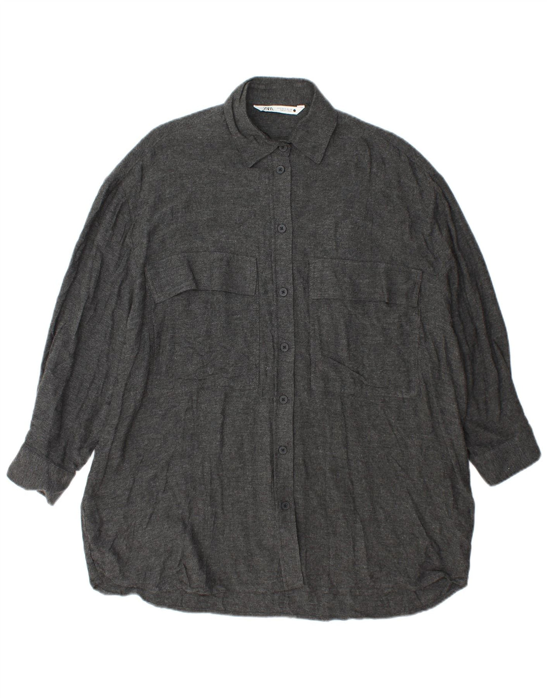 Zara vestido camisa oversized feminino Reino Unido 10 pequeno cinza viscose