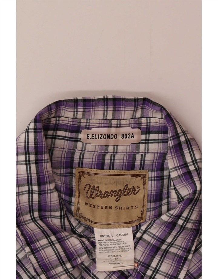 Wrangler Camisa masculina de manga curta grande roxo xadrez algodão