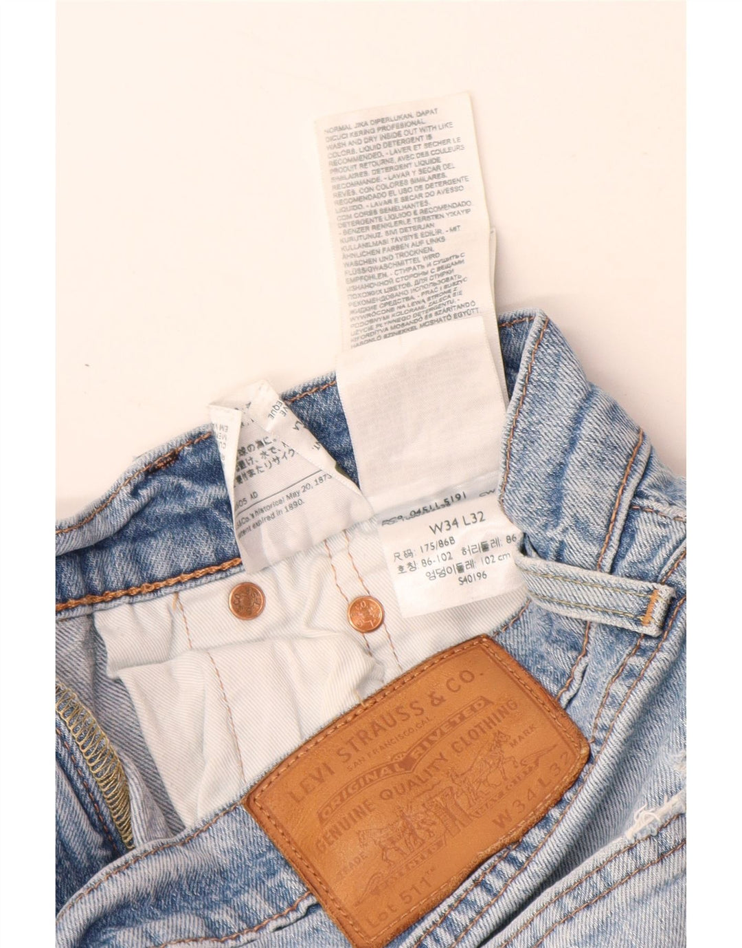 LEVI'S Masculino 511 Slim Jeans W34 L32 Azul Algodão