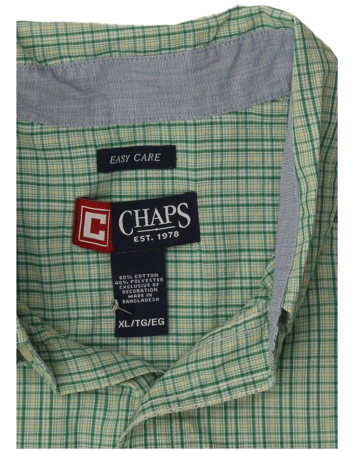 Camisa masculina de manga curta Chaps Easy Care XL verde xadrez algodão