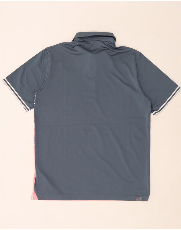 Camisa polo masculina Puma média azul marinho listrada de poliéster