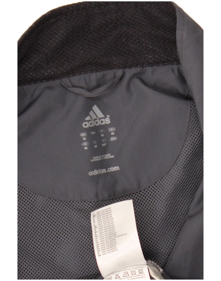 Adidas Womens Clima Proof Tracksuit Top Jacket UK 16 Grande Cinza Poliéster