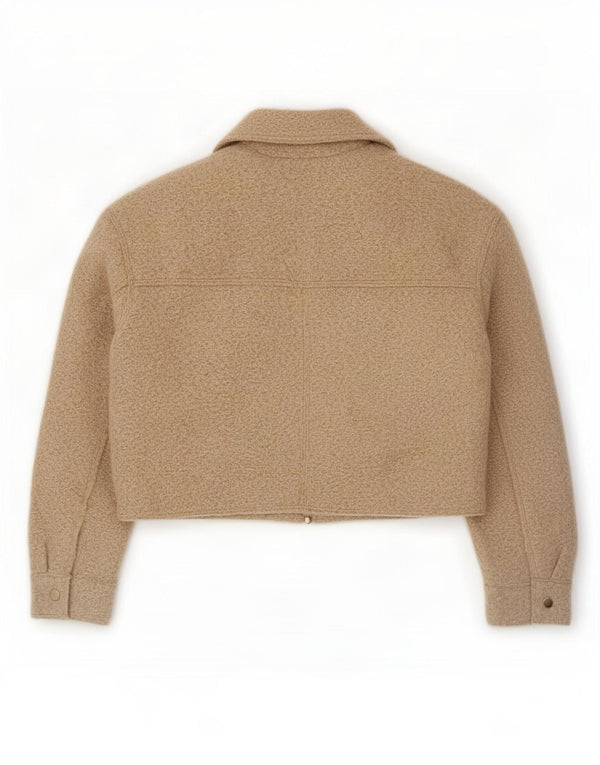 Zara Womens Crop Oversized Bomber Jacket Reino Unido 6 XS Bege