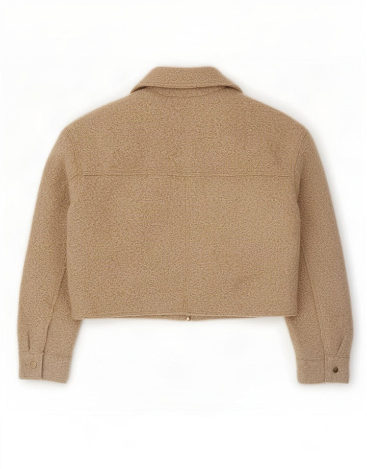 Zara Womens Crop Oversized Bomber Jacket Reino Unido 6 XS Bege