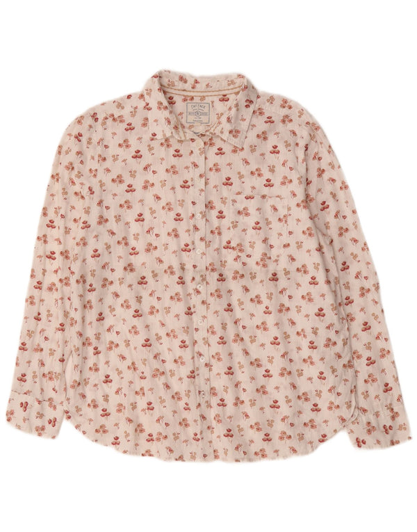 Fat Face Womens Classic Fit Shirt UK 16 Large White Floral Cotton