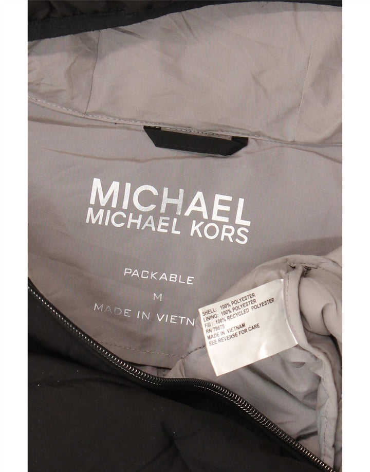 Casaco acolchoado com capuz feminino Michael Kors Reino Unido 14 poliéster preto médio