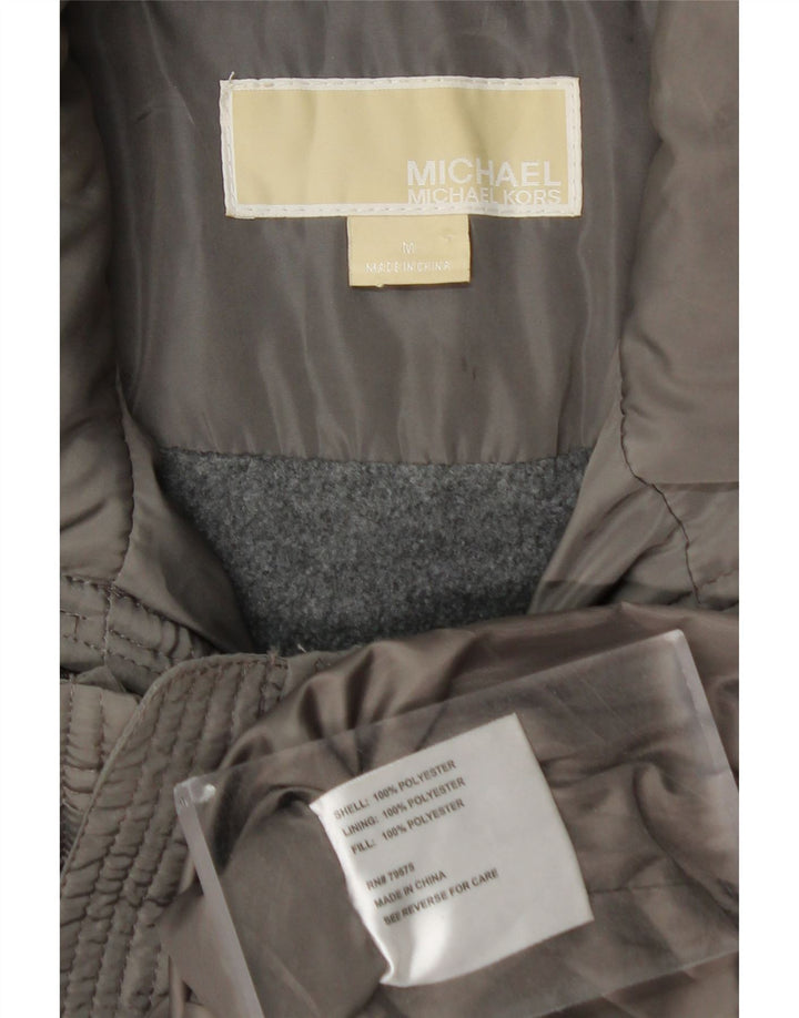 Jaqueta acolchoada militar feminina MICHAEL KORS com capuz UK 14 cinza médio